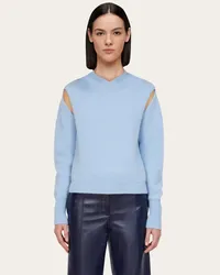 Ferragamo Donna Maglia effetto doppio capo Blu Blu