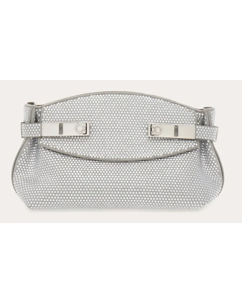Ferragamo Donna Borsa a tracolla Hug soft con cristalli (XS) Bianco Bianco