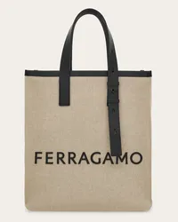 Ferragamo Uomo Tote bag con firma Beige Beige