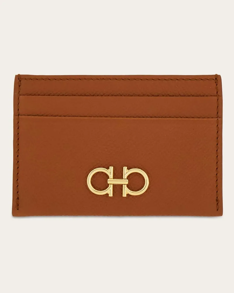 Ferragamo Donna Porta carte di credito Gancini Marrone Marrone