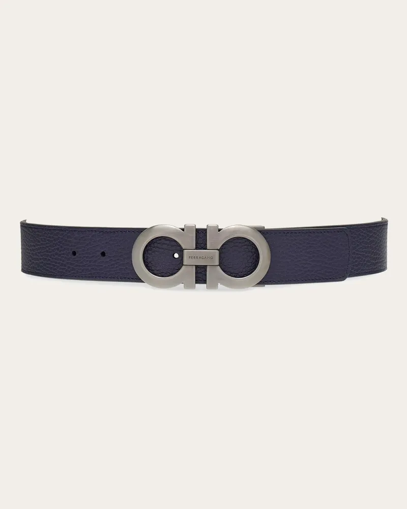 Ferragamo Uomo Cintura reversibile e regolabile Gancini Nero Nero