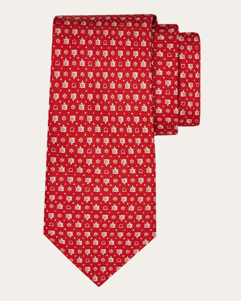 Ferragamo Uomo Cravatta in seta stampa Tartaruga Rosso Rosso
