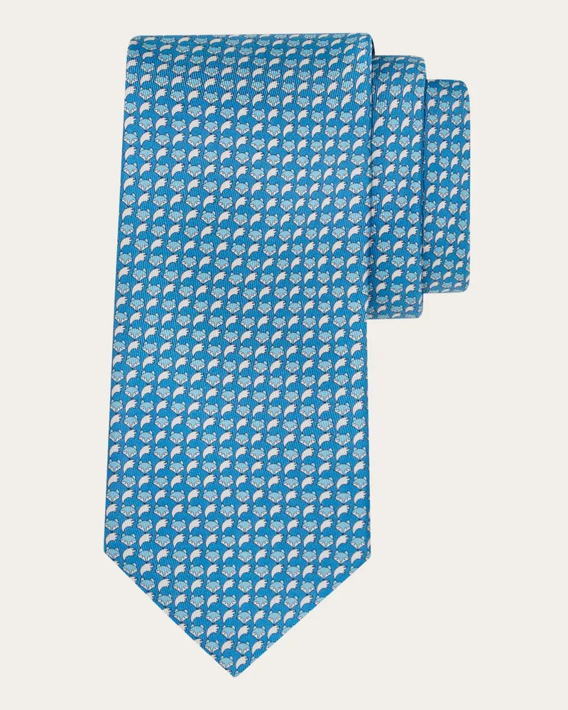 Ferragamo Uomo Cravatta in seta stampa Fox Blu Blu