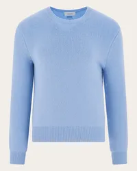 Ferragamo Uomo Maglia girocollo in cashmere stretch Blu Blu