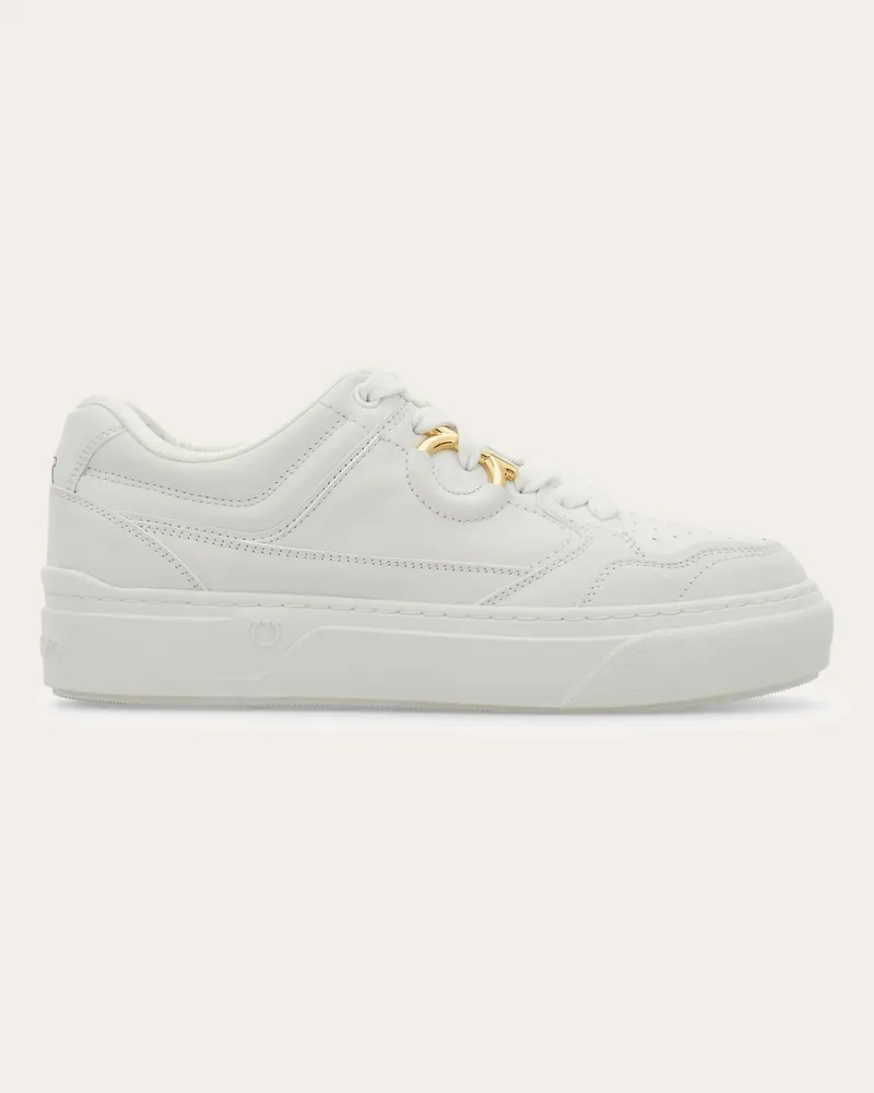 Ferragamo Donna Sneaker Gancini Bianco Bianco