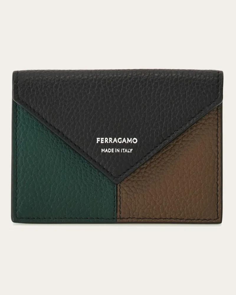 Ferragamo Uomo Porta carte di credito color block Nero Nero