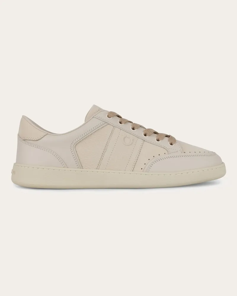 Ferragamo Uomo Sneaker bassa con firma Bianco Bianco