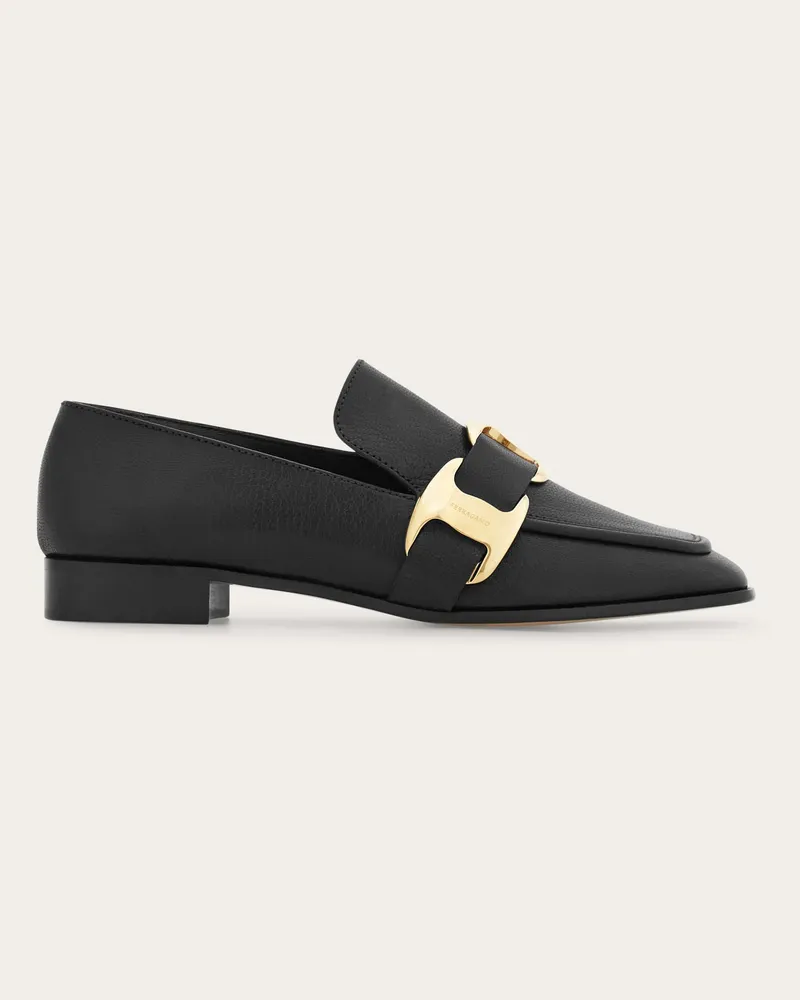 Ferragamo Donna Mocassino maxi Vara plate Nero Nero