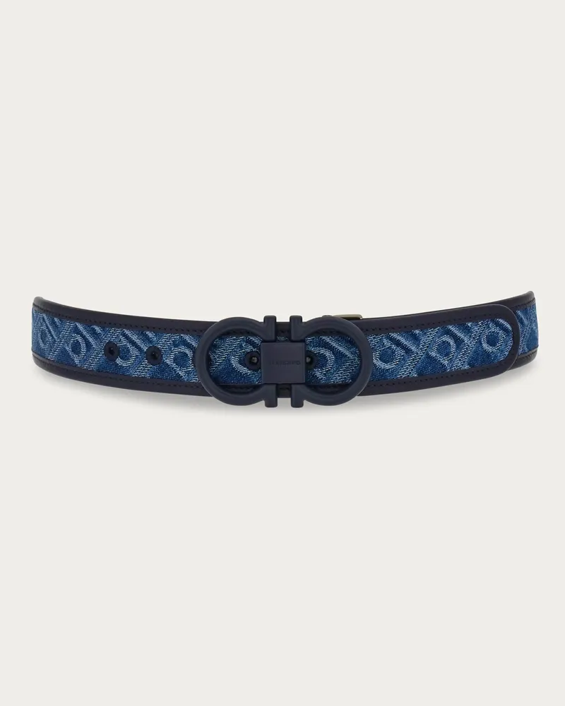 Ferragamo Uomo Cintura Regolabile Ferragamo Monogram Blu Blu