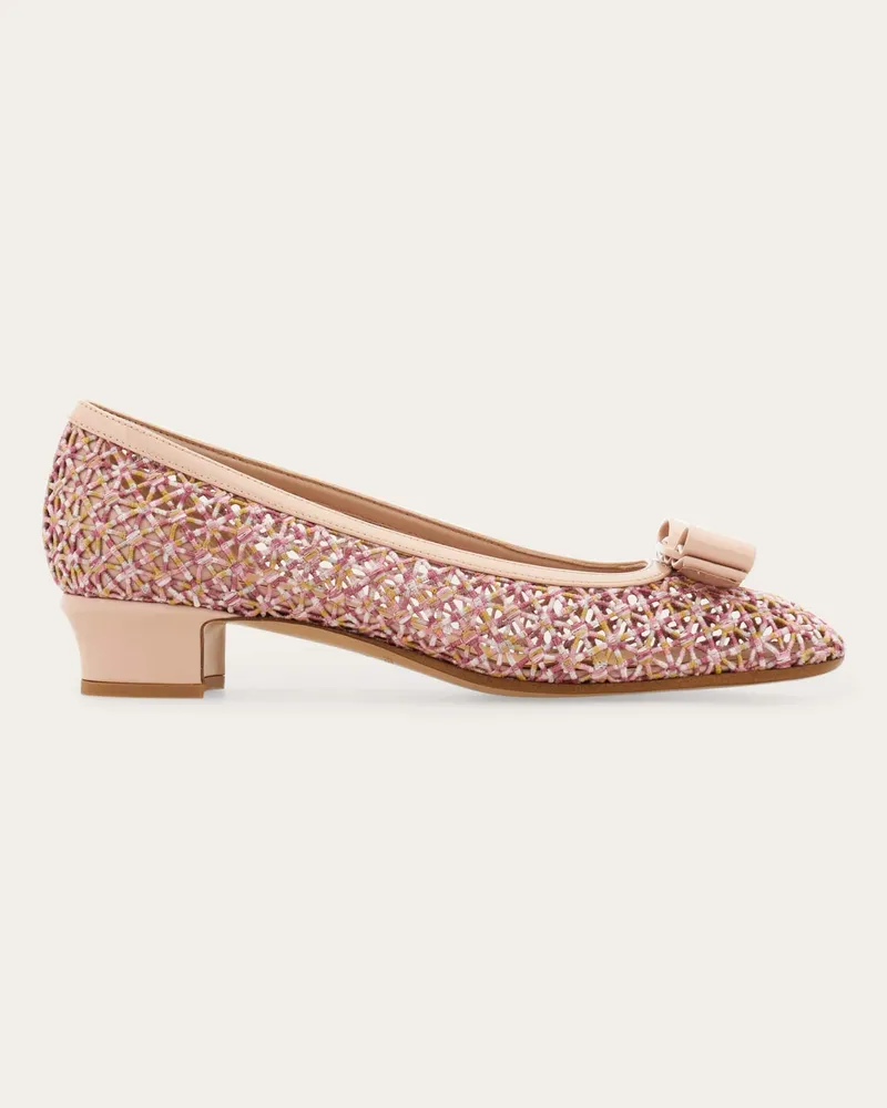 Ferragamo Donna Décolleté fiocco Vara in macramé Rosa Rosa