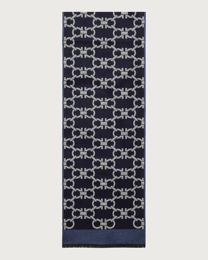 Ferragamo Uomo Sciarpa Gancini Blu Blu