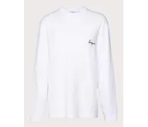 Uomo T-shirt manica lunga con stampa botanica Bianco