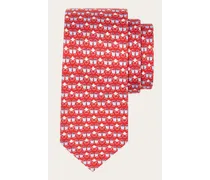 Uomo Cravatta in seta stampa Uccellini Rosso