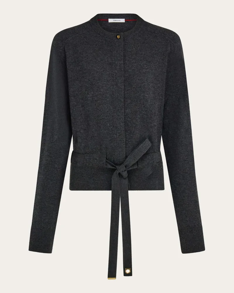 Ferragamo Donna Cardigan con nastro Grigio Grigio