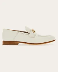 Ferragamo Donna Mocassino mule ornamento Gancini Bianco Bianco