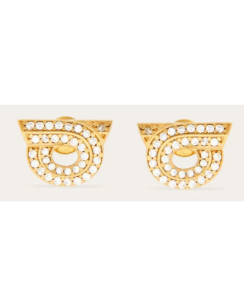 Ferragamo Donna Orecchini Gancini con strass - mis 14 Oro Oro