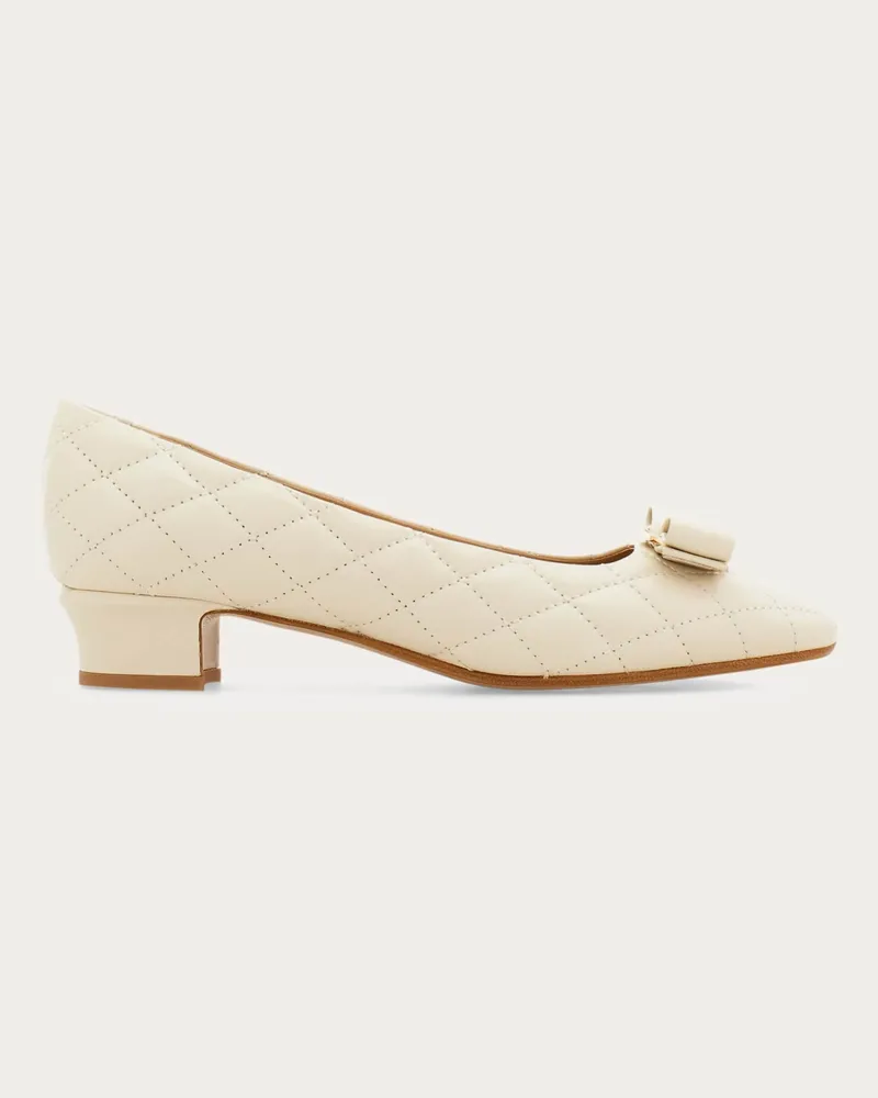 Ferragamo Donna Décolleté fiocco Vara trapuntata Bianco Bianco