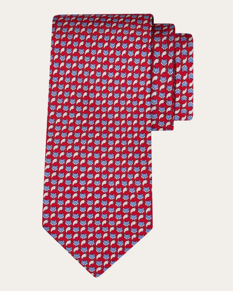 Ferragamo Uomo Cravatta in seta stampa Fox Rosso Rosso