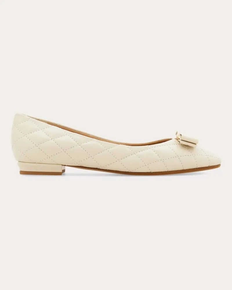Ferragamo Donna Ballerina Varina trapuntata Bianco Bianco