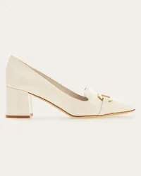 Ferragamo Donna Décolleté ornamento Gancini Bianco Bianco