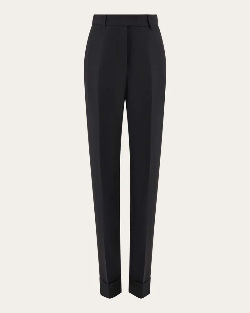 Ferragamo Donna Pantalone con risvolto Nero Nero