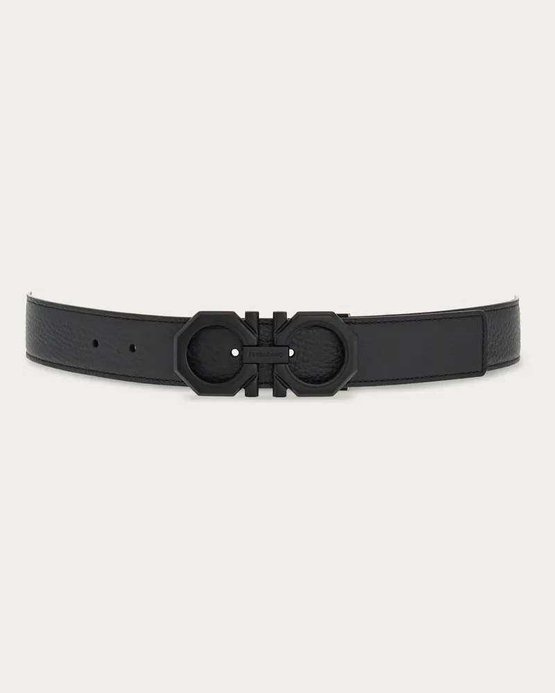 Ferragamo Uomo Cintura reversibile e regolabile Gancini Nero Nero