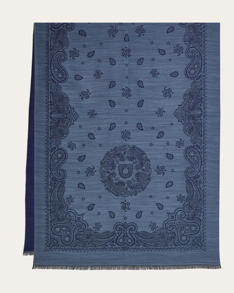 Ferragamo Uomo Stola stampa Arabesque Blu Blu