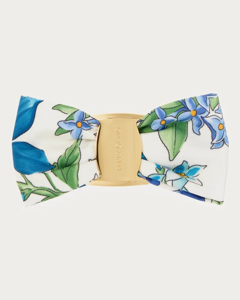 Ferragamo Donna Fermaglio fiocco Vara stampa Primavera Blu Blu