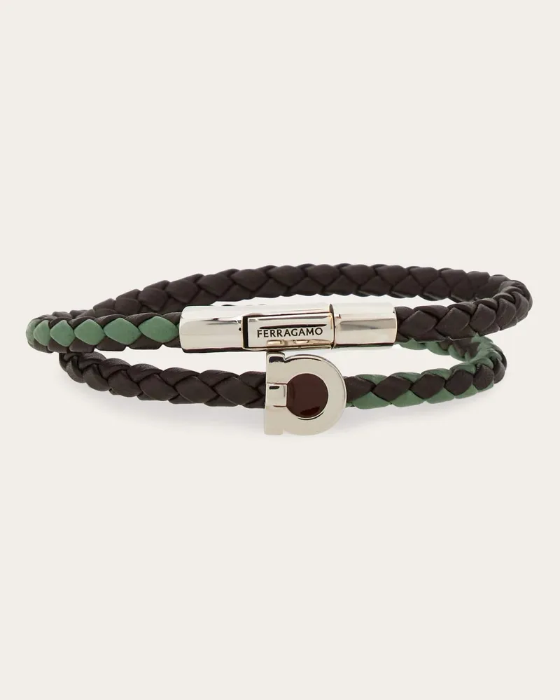 Ferragamo Uomo Bracciale con Gancini (18cm) Verde Verde