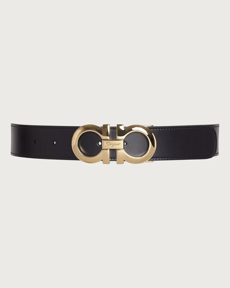 Ferragamo Uomo Cintura reversibile e regolabile Gancini Nero Nero