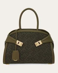 Ferragamo Donna Borsa a mano Hug jacquard (S) Verde Verde