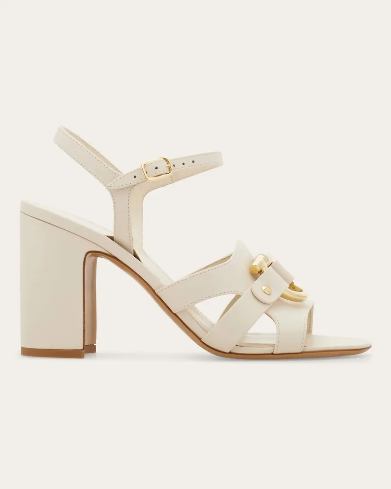 Ferragamo Donna Sandalo ornamento Gancini Bianco Bianco