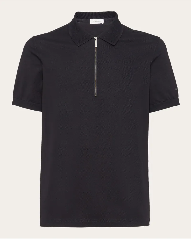 Ferragamo Uomo Polo con zip Nero Nero