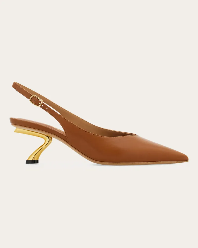 Ferragamo Donna Slingback tacco scultura S Marrone Marrone