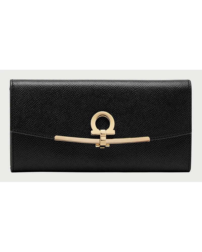 Ferragamo Donna Portafoglio continental Gancini Nero Nero