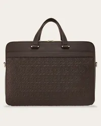 Ferragamo Uomo Borsa business con goffratura Gancini Marrone Marrone