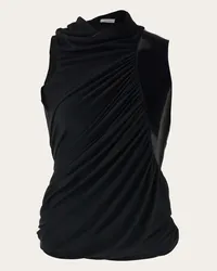 Ferragamo Donna Top con inserto in pelle Nero Nero