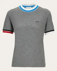 Ferragamo Donna T-shirt con bordi bicolori Grigio Grigio