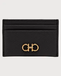 Ferragamo Donna Porta carte di credito Gancini Nero Nero