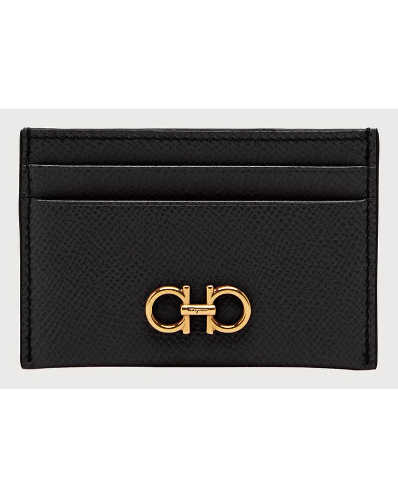 Ferragamo Donna Porta carte di credito Gancini Nero Nero