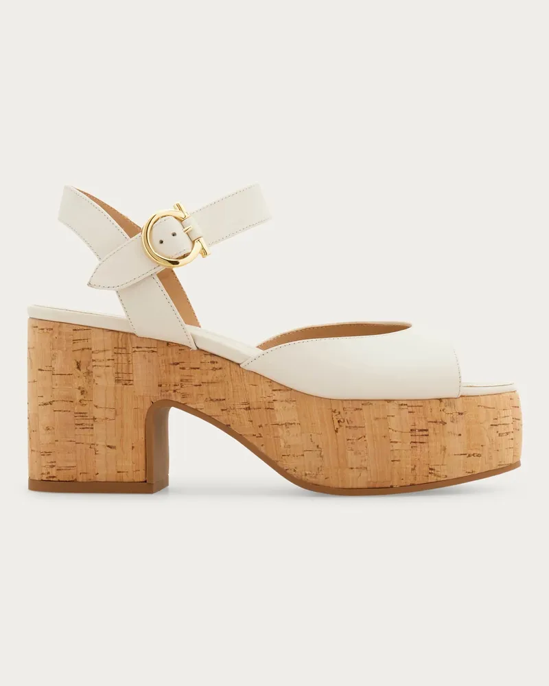Ferragamo Donna Sandalo plateau Bianco Bianco