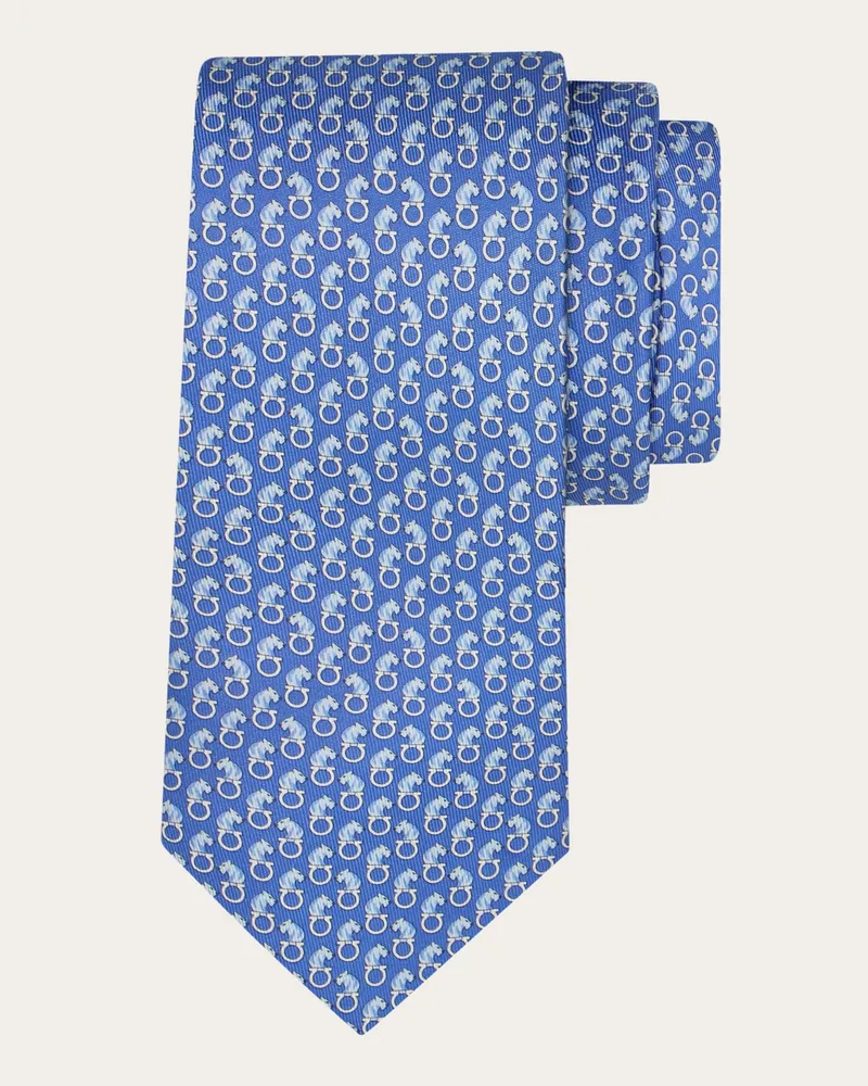Ferragamo Uomo Cravatta in seta stampa Felino Blu Blu