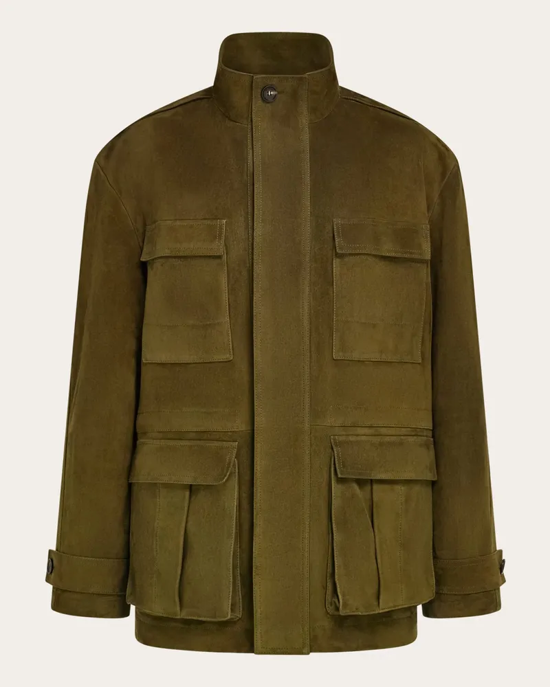 Ferragamo Uomo Sahariana in suede Verde Verde