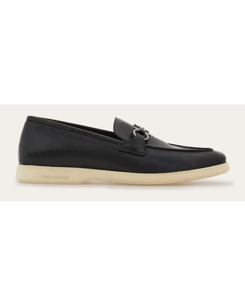 Ferragamo Uomo Mocassino informale ornamento Gancini Nero Nero