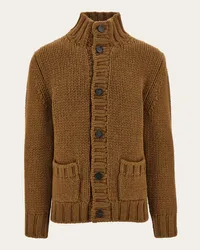 Ferragamo Uomo Cardigan in lana e cashmere Marrone Marrone