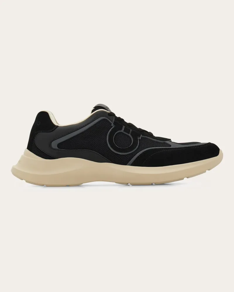 Ferragamo Uomo Sneaker bassa ornamento Gancini Nero Nero