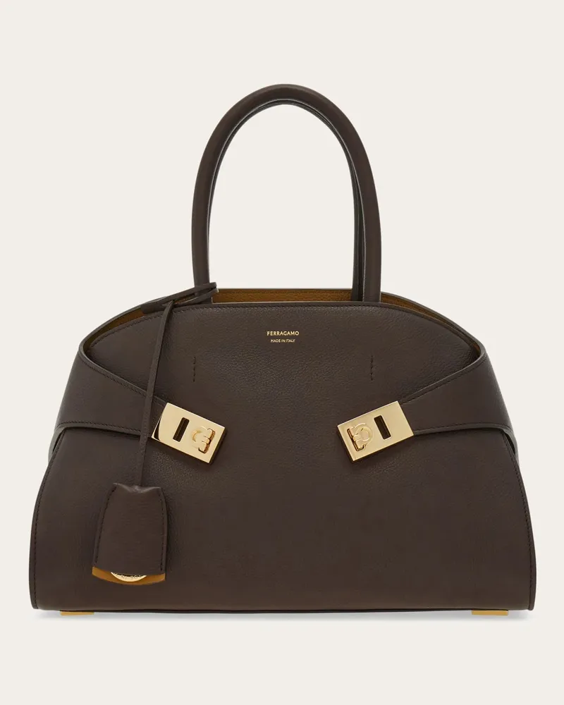 Ferragamo Donna Borsa a mano Hug bicolore (M) Marrone Marrone