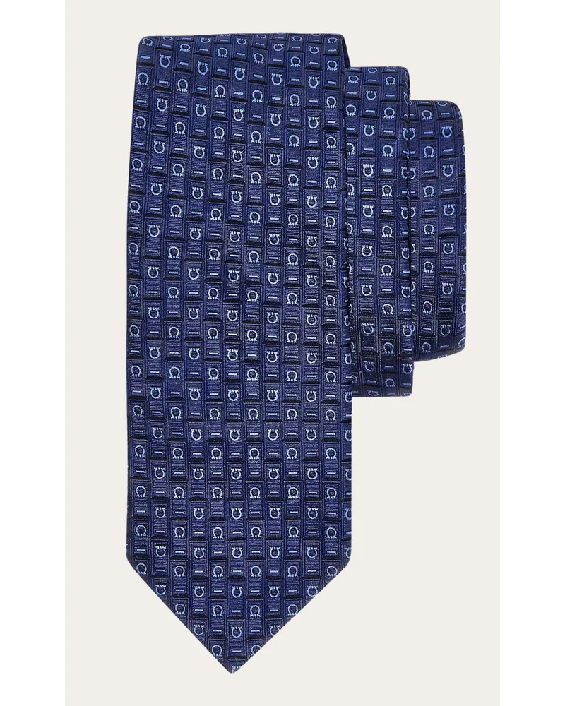 Ferragamo Uomo Cravatta jacquard Ferragamo Monogram Blu Blu