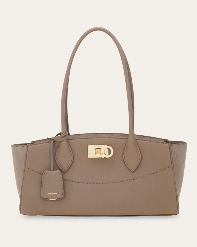 Ferragamo Donna New Ferragamo Studio soft bag East West (M) Beige Beige