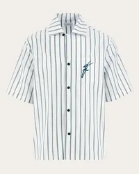 Ferragamo Uomo Camicia bowling con ricamo Bianco Bianco